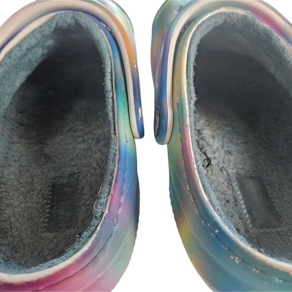 Crocs Classic Clogs Fur Lined Tie Dye Multicolor Women's Size 8 Cozy Comfort - Picture 12 of 13
